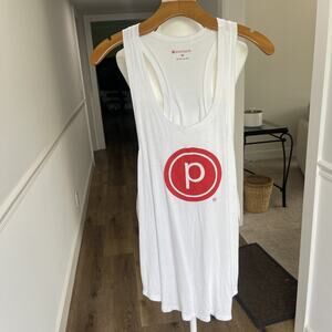 Pure Barre White Racerback Tank Top Size Medium Logo Retail $38 NWT